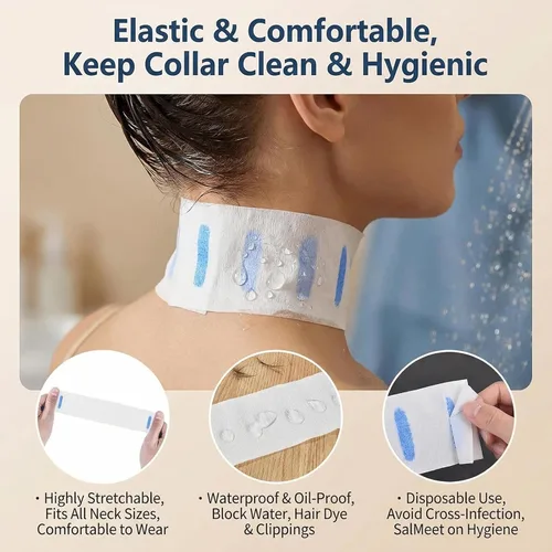 Vista 3 de QUUPY 2 rollos desechables de papel de peluquería para el cuello, cuello de peluquería, toalla de papel elástica para peluqueros y barberos o uso