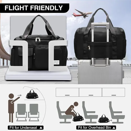 Vista 5 de Pequeña bolsa de gimnasio para mujer, bolsa de viaje con compartimento para zapatos