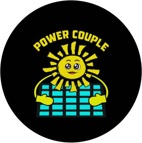 Vista 3 de Power Couple Sun and Solar Panel Energy PopSockets Adhesive PopGrip