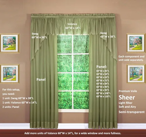 Vista 6 de Today's Curtain Emelia - Cenefa de gasa original de 14 pulgadas, hoja polvorienta, 60 pulgadas de ancho x 14 pulgadas de largo