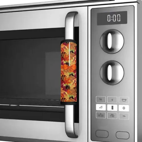 Vista 4 de 6 fundas para manija de puerta de refrigerador de Acción de Gracias, cubierta de manija de nevera de otoño, hoja de arce, protector de manija