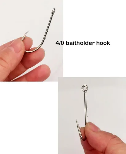 Vista 3 de 50-100 unids/paquete de ganchos de soporte de cebo ganchos de púas de mango largo con 2 púas gancho de pesca