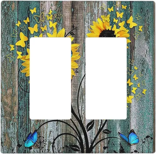 Vista 193 de Placa de Cubierta de Interruptor de Luz de 2 Posiciones Combinación de Abstracción/1 Toggle 1 Rocker Placas Decorativas de Pared de Plástico Negro