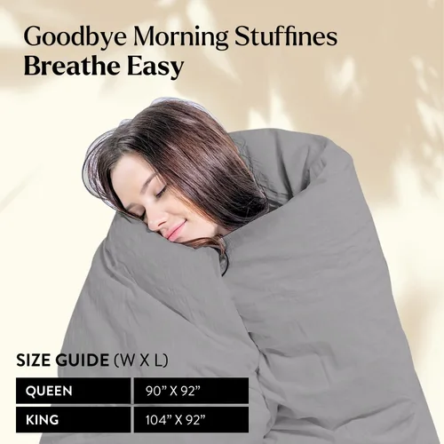 Vista 2 de Miracle Made Edredón para todas las estaciones, tela de algodón transpirable tratada en plata, resistente al pelo de las mascotas, ropa de cama