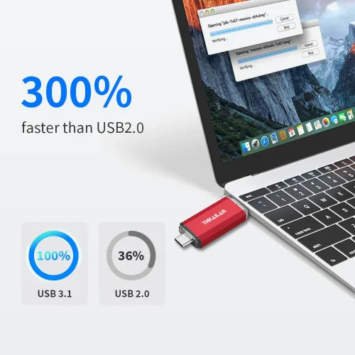 Vista 2 de Thkailar Unidad flash USB C de 1 TB para MacBook y teléfonos Android, unidad de pulgar con USB A y USB C para PC, portátil, almacenamiento externo