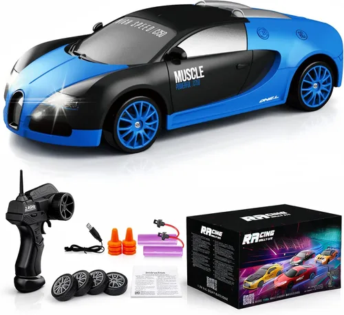 Vista 13 de Auto de control remoto RC Drift Car 2.4GHz Escala 1:24 4WD 15KM/H Modelo de vehículo de alta velocidad con luces LED Neumático de Derrape Coche