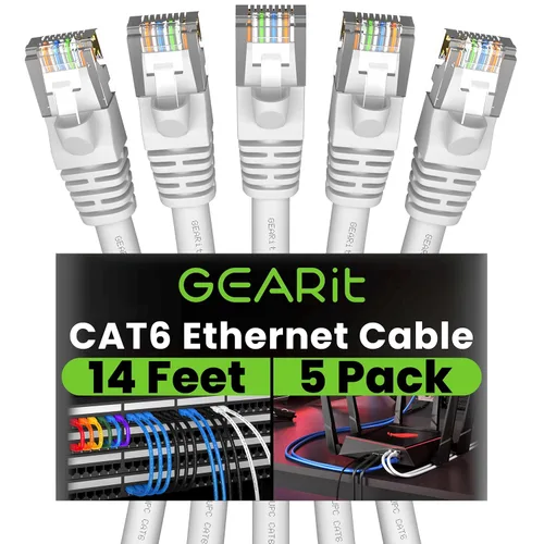 Vista 25 de GEARit Paquete de 5 cables Ethernet Cat6 de 100 pies Cable de conexión de red RJ45, conectores chapados en oro sin enganches de 10 Gbps - Cable