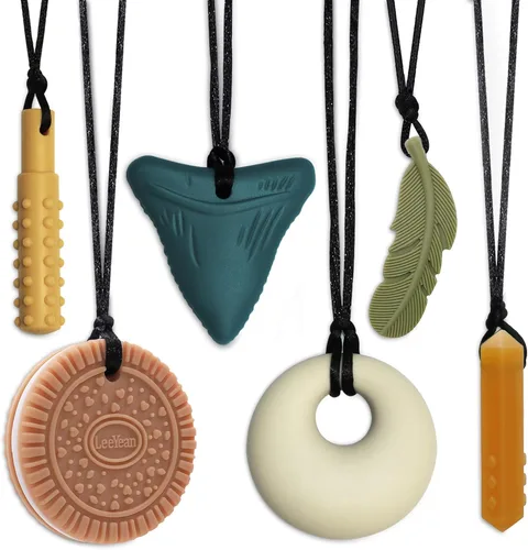Vista 9 de Collares masticables para niños con necesidades sensoriales, collares masticables de silicona para niños y niñas con autismo, TDAH, SPD