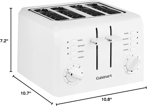 Vista 7 de Cuisinart CPT-142P1 - Tostadora compacta de plástico de 4 rebanadas, color blanco