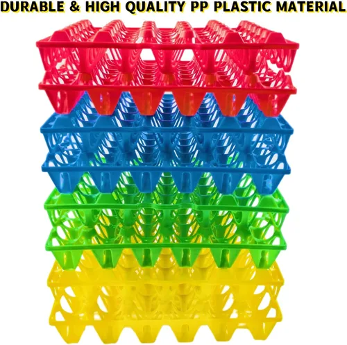 Vista 3 de Paquete de 8 bandejas de huevos de plástico para huevos de 30 huevos para granjeros caseros, cajas apilables para huevos con capacidad