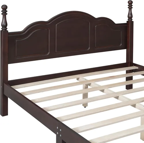 Vista 4 de Harper & Bright Designs Cama de plataforma tamaño Queen con cabecero, marco de cama de madera de estilo retro con soporte de listones, camas