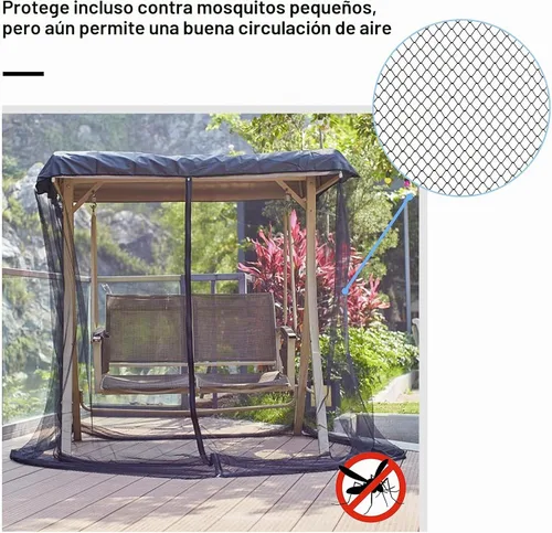 Vista 4 de Mosquitera para patio, pantalla de malla de poliéster con apertura de cremallera y techo impermeable, cortina de red rectangular