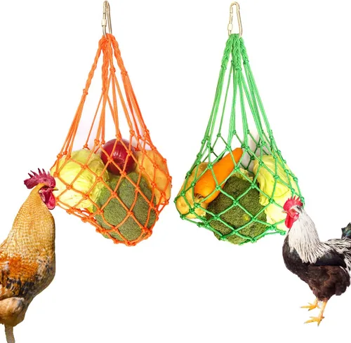 Vista 8 de 4 piezas de pollo, bolsa de cuerda de verduras de aves de corral, soporte de frutas y pollo, alimentador de repollo, herramienta de alimentación