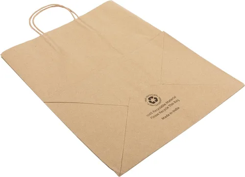 Vista 4 de AmerCare Royal Case - 200 bolsas de papel kraft reciclables con asas trenzadas, embalaje ecológico de color marrón, bolsas de compras duraderas, 12