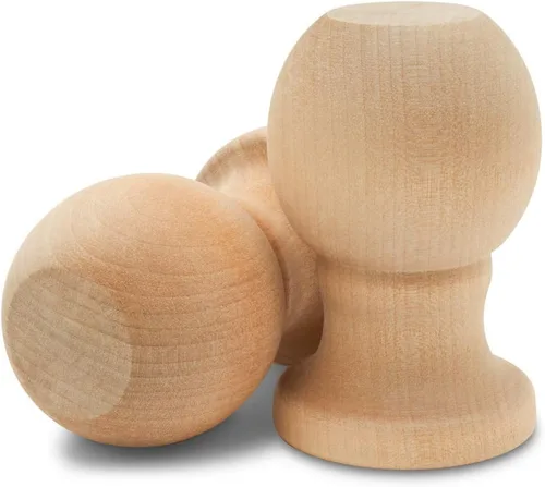 Vista 10 de Remates decorativos de madera sin terminar, 3-1/2 pulgadas, para remates de poste de cama, remates de barra de cortina, decoración de asta