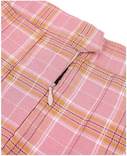 Vista 4 de DAZCOS - Falda a cuadros tallas de 0 a 22 de EE UU cintura alta estilo uniforme japonés con shorts para mujer