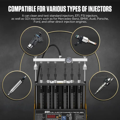 Vista 5 de CT400 Fuel Injector Cleaner Tester, High Pressure Ultrasonic Cleaning Machine,Injector Cleaner Machine with 12 Tests & 6-Cylinder, Adjustable