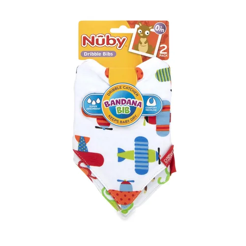 Vista 8 de Nuby Paquete de 2 baberos tipo bandana con atrapasadores, babero súper absorbente con cuello suave y cómodo, niño