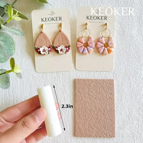 Vista 2 de KEOKER Rodillo de textura de arcilla polimérica, rodillo de arcilla polimérica para hacer aretes, como hojas de textura de arcilla polimérica, gran
