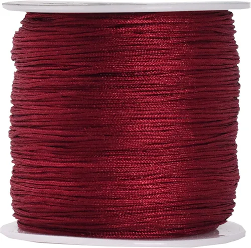 Vista 80 de Mandala Crafts Cordón de Satén de Nylon para Fabricación de Joyas - 1mm 109 Yardas Cuerdas de Nylon Champagne Rattail Cordón de Nudo Chino