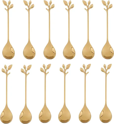 Vista 11 de Cuchara de café creativa de acero inoxidable con flores, cucharas de sopa de azúcar, cucharas para remover té helado de 4.8 pulgadas, cucharas