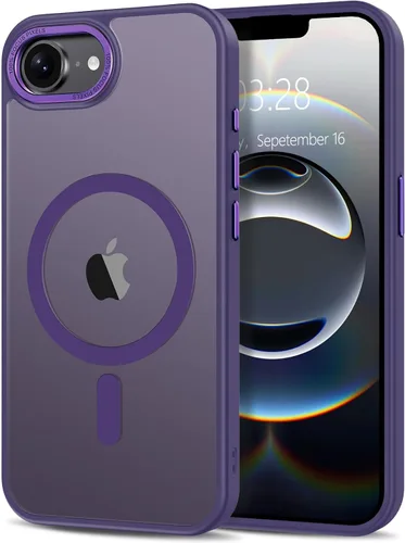 Vista 350 de Anuck - Funda magnética para iPhone 11 compatible con MagSafe, carcasa trasera mate translúcida dura, borde de TPU, delgada, resistente a impactos