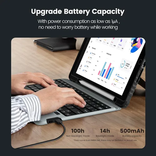 Vista 8 de Nillkin Funda para iPad de 9ª generación (10.2 pulgadas, 2021) con teclado desmontable, trackpad mágico, retroiluminación de 7 colores, modos