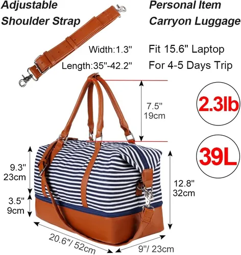 Vista 2 de Bodaon Bolsa de fin de semana con tiras de compartimento para zapatos