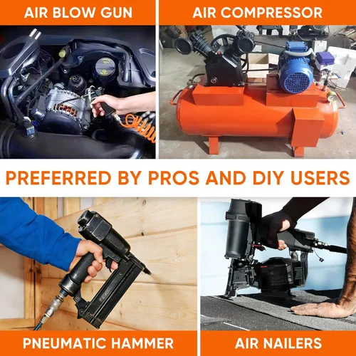 Vista 4 de FIXSMITH Conector de manguera de aire: divisor de manguera de aire de 2 vías, 1/4 en NPT, accesorios para compresores de aire, conectores giratorios