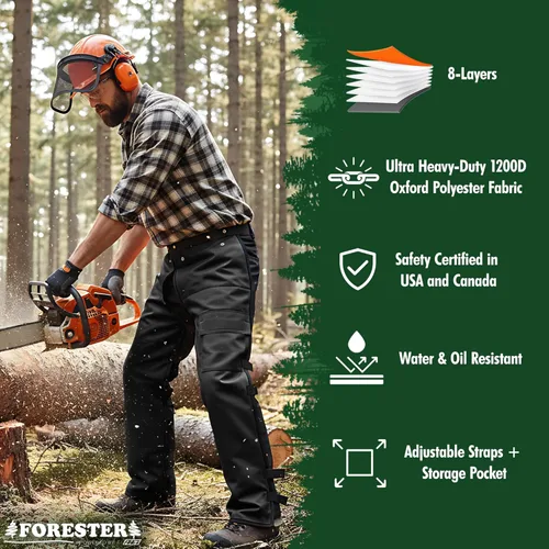 Vista 5 de FORESTER Chainsaw Chaps for Men & Women Apron-Style Chaps with Pocket & Adjustable Waist Chainsaw Safety Equipment
