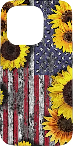 Vista 14 de American Flag with Sunflowers Case for iPhone 17