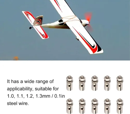 Vista 3 de plplaaoo Conectores de varilla de empuje RC de acero inoxidable, 10 unidadesjuego de 0.051 in servo conector de varilla de empuje, tapón de enlace