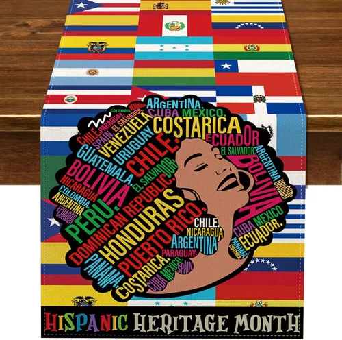 Nepnuser Camino de mesa del mes de la herencia hispana, 21 países de habla hispana, cultura, decoración, aula, hogar, cocina, comedor