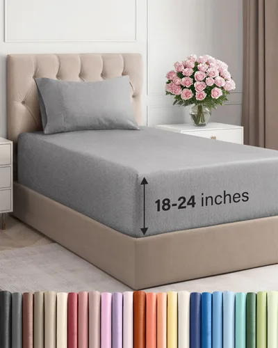 Vista 66 de Sábanas individuales de bolsillo extra profundo, sábanas transpirables y refrescantes de 3 piezas, juego de sábanas de lujo para hotel, suaves, sin