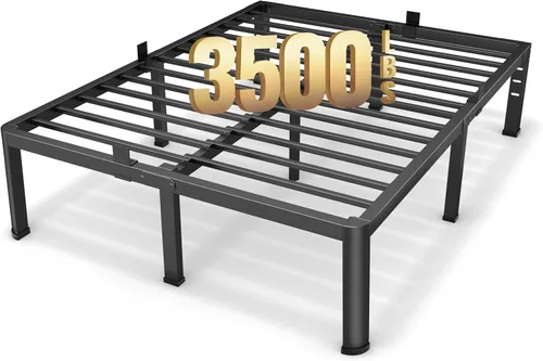 Vista 10 de Superay Marco de cama de plataforma de metal de tamaño individual de 18 pulgadas con esquinas redondas, espacio de almacenamiento debajo del marco