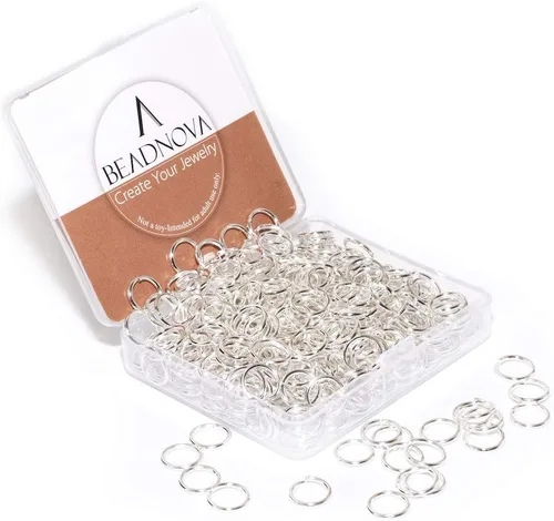 BEADNOVA Anillos de salto de 10 mm en plata, anillos de salto para joyería, accesorios para hacer joyas, anillos de salto para llaveros (300 piezas)