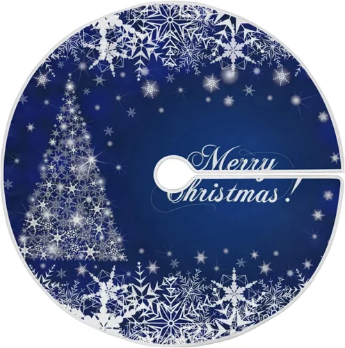 Xigua Falda de árbol de Navidad, copos de nieve azules, falda de árbol de Navidad para Navidad, fiesta, decoración del hogar, 36 pulgadas