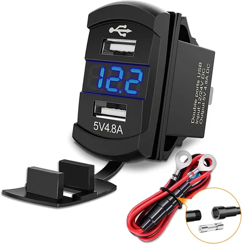 Vista 9 de Nilight Interruptor de palanca con salida USB, voltímetro LED, conector rápido 12V PD tipo C y USB QC 3.0 para automóviles, reemplazo con fusible