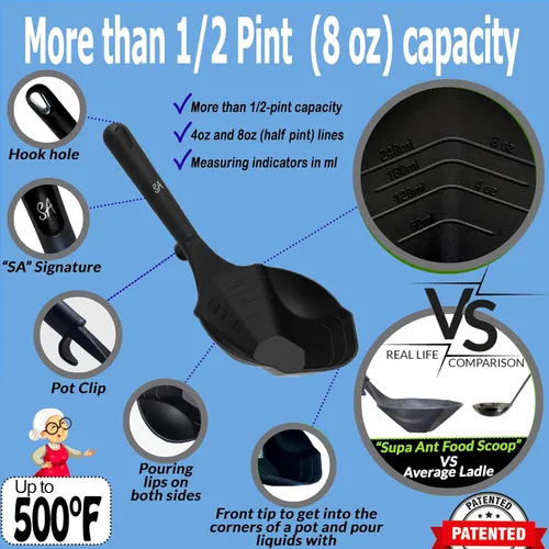 Vista 2 de Supa Ant Kit de iniciación de suministros para conservas negras, 10 piezas de accesorios para latas con estante para conservas, cucharón XL, embudo