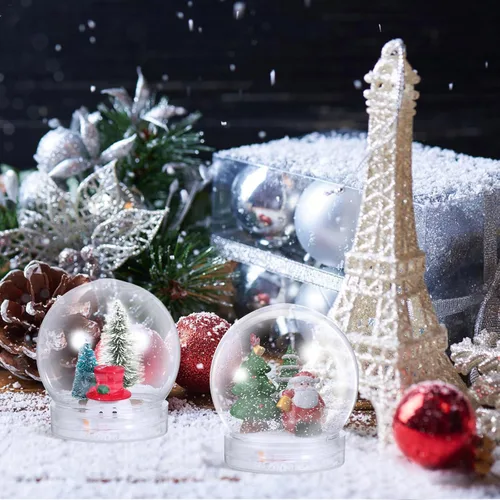 Vista 3 de BESTOYARD Paquete de 15 Globos de Nieve de Bricolaje de 3 Pulgadas de Plástico Transparente Globos de Agua con Tapa de Rosca para Manualidades
