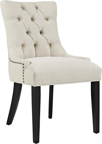Vista 25 de Modway Regent - Silla de comedor de tela tapizada con botones en color blanco
