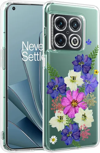 Vista 16 de Unov Funda compatible con OnePlus 10 Pro 5G transparente con diseño de TPU suave, absorción de golpes, diseño delgado en relieve patrón protector