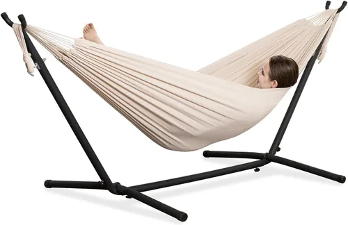 Vista 21 de PNAEUT - Hamaca resistente doble con soporte de acero, para 2 personas, ahorra espacio, para jardín, patio, exterior, capacidad de 450 libras
