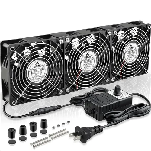 Vista 8 de GDSTIME Ventilador de computadora dual de 4.724 in x 1.496 in con enchufe de CA, ventilador de velocidad variable de 110 V-240 V CA de 9.449 in