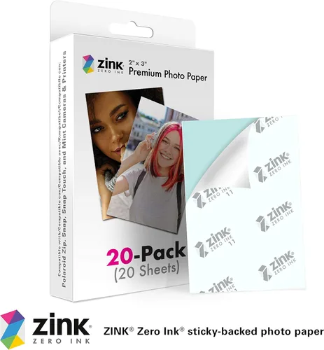 Vista 2 de Zink Papel fotográfico instantáneo prémium de 2 x 3 pulgadas (paquete de 20) compatible con cámaras e impresoras Polaroid Snap, Snap Touch, Zip