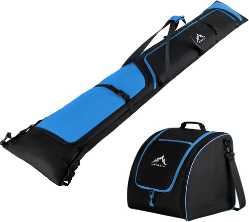 GoHimal Ski Bag and Boot Bag Combo, Padded Skis Bag for Air Travel, Safety Reinforce Ski Carrier Bag Fits for Skis Up to 200 CM and Boots Up To Size