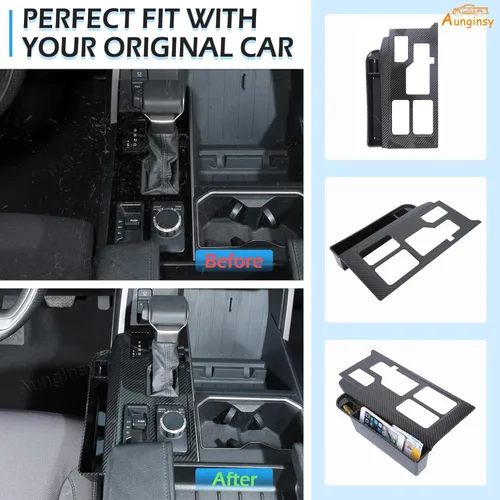 Vista 177 de Aunginsy Marco para panel de cambio de marchas con caja de almacenamiento Compatible con Toyota Tundra/Sequoia 2022-2024 2025 Protector contra