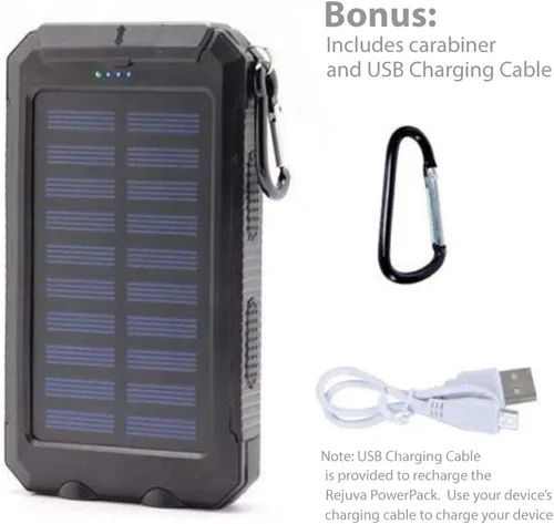 Vista 3 de BoxWave Banco de energía compatible con Energizer E242s+ - Solar Rejuva PowerPack (10000 mAh), batería de reserva de energía solar 10000mAh - Negro