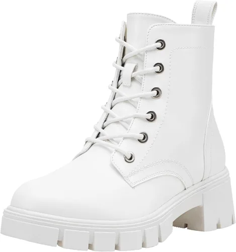 Vista 14 de Vepose Botines de combate 9626 para mujer, plataforma con cordones y tacón grueso con cremallera lateral