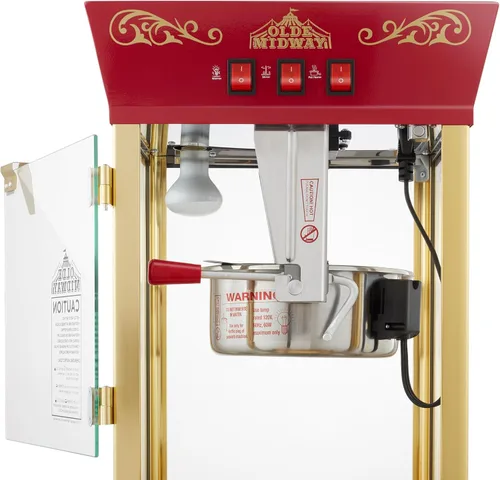 Vista 4 de Olde Midway - máquina de hacer palomitas estilo cine con hervidor de 8 onzas - rojo, popper de estilo vintage para encimera
